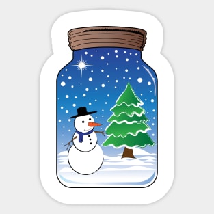 Snowman in a glass jar Sticker